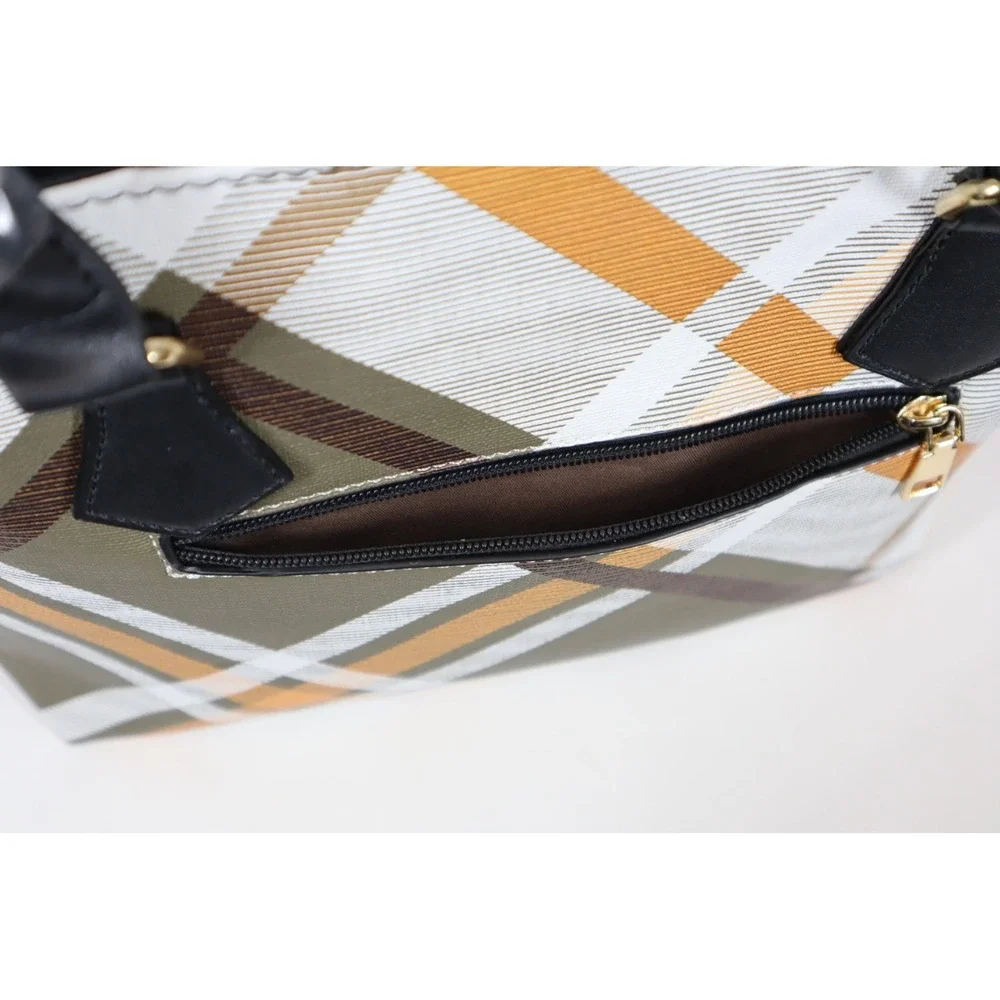 AR New York Green‎ and Yellow Plaid Satchel with Black Straps and Accents